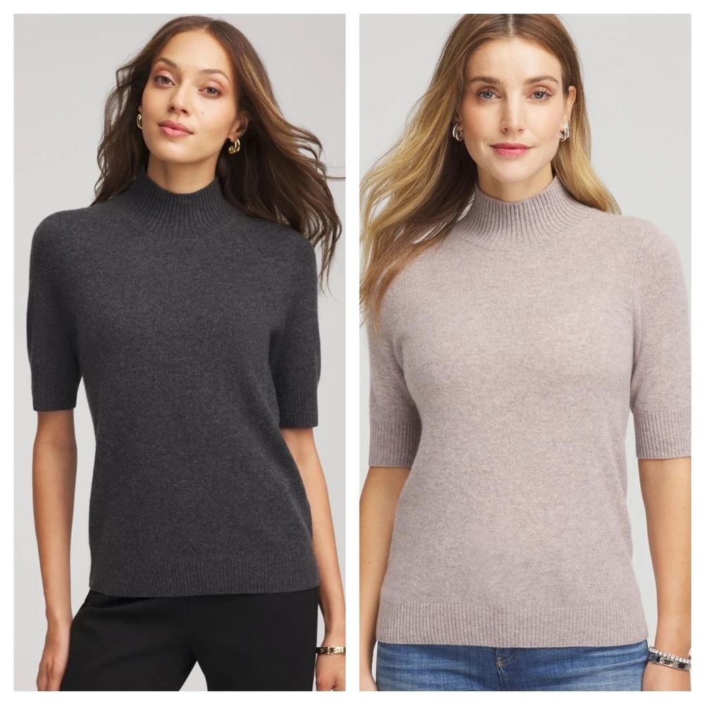 2 Cashmere Elbow-Sleeve Sweaters
